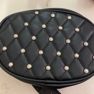Black Fanny Pack with pearls